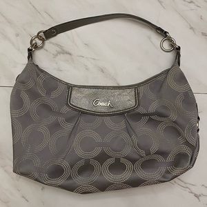 Gray fabric Coach purse